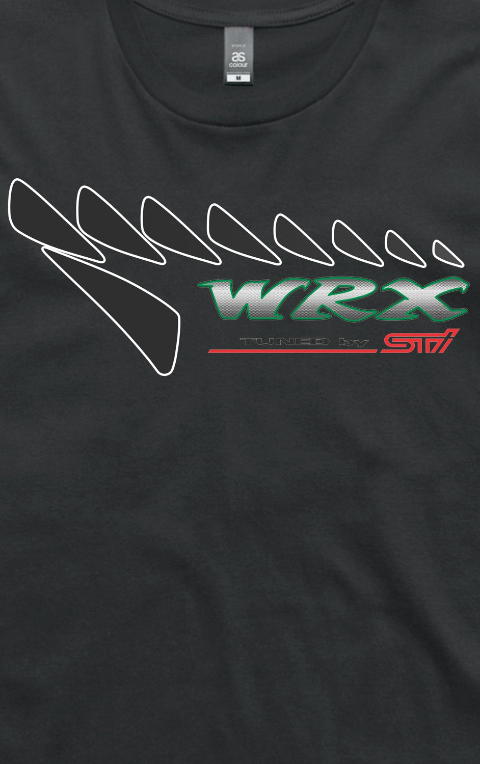 WRX Type R STI GC8 Version 5 Coupe Hero Logo - Short Sleeve Tee Black Front Close Up