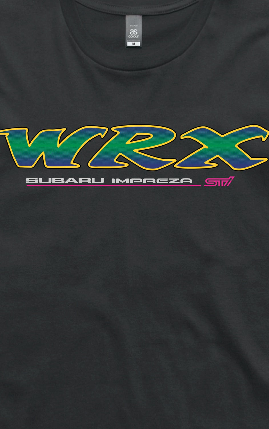 WRX Type RA STI Hero Logo Black T-Shirt Front Close Up