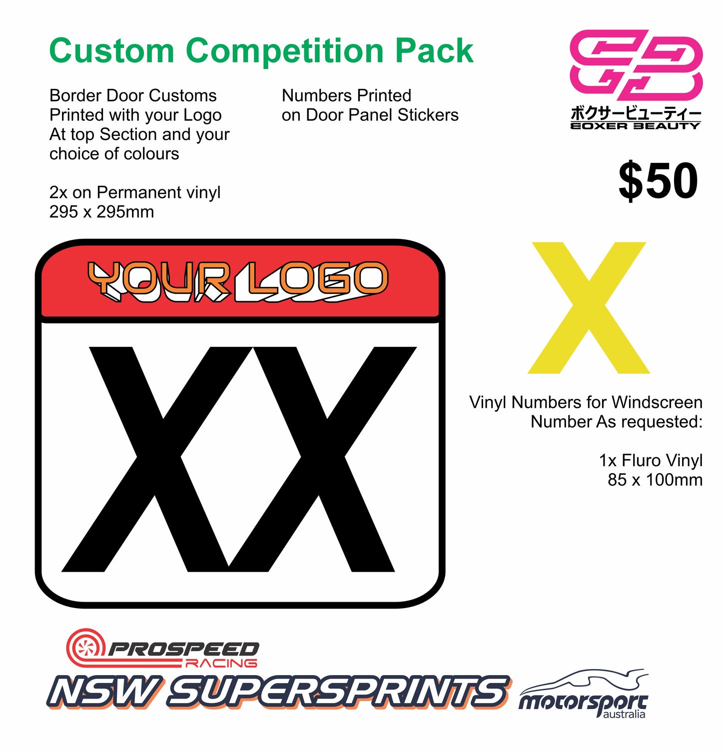 Competition Number Pack (NSW Supersprints Approved)
