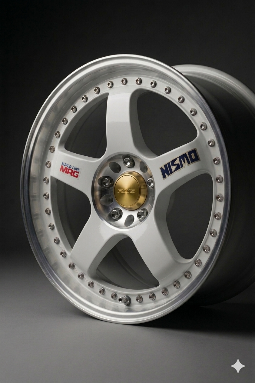 NISMO LM-GT1 Wheel Decals – Gold & Blue Layered Vinyl (Set of 5)