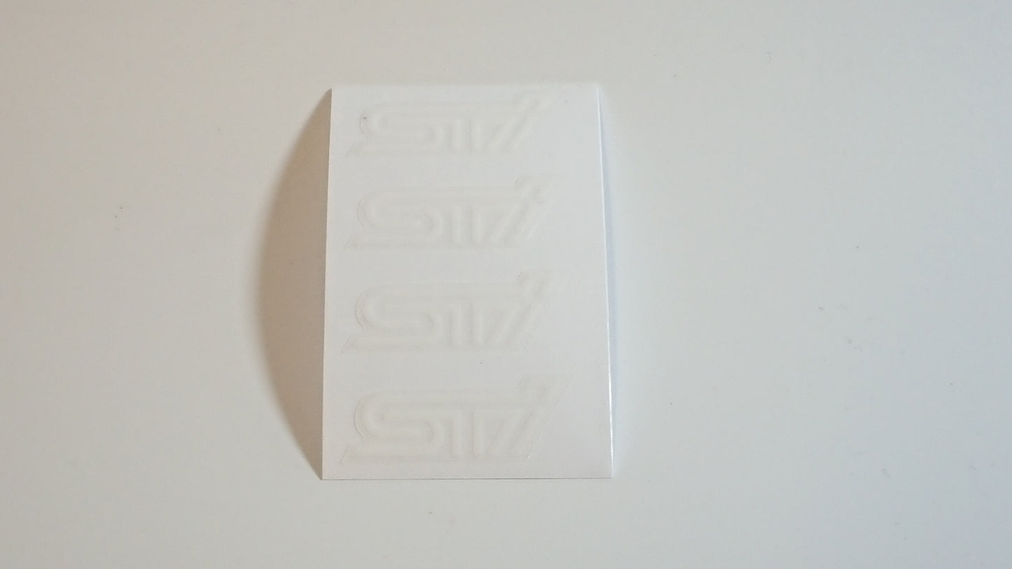 STI White on Clear Suspension Stickers - Contour Cut