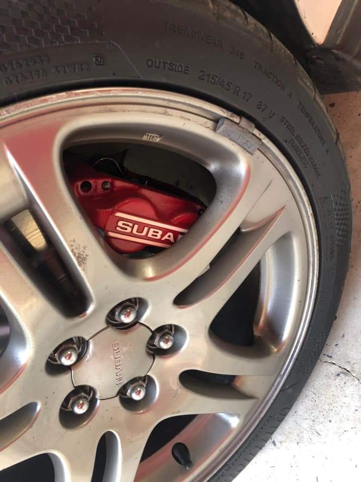 Subaru Raised 4 pot calipers with Boxer Beauty Decals