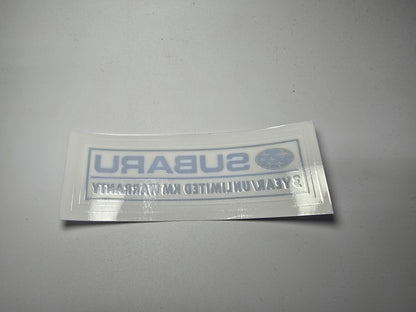 Warranty Reversed Sticker for Subaru