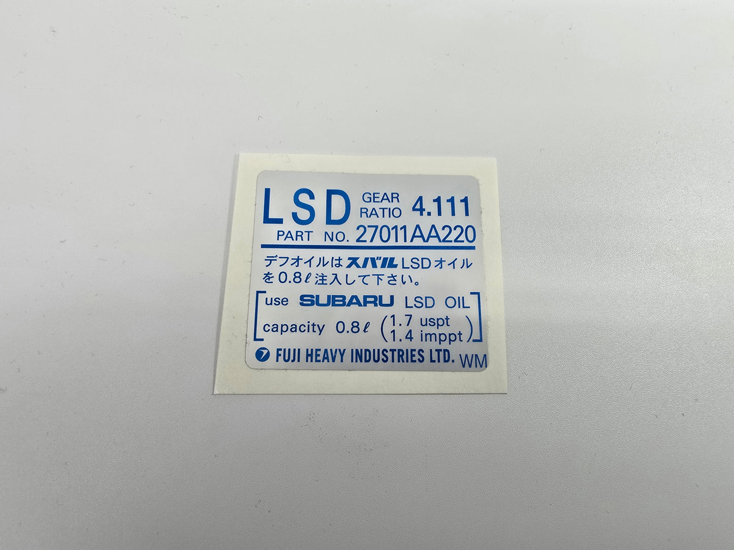 LSD Differential Stickers for Subaru