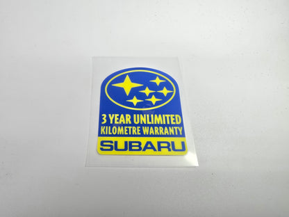 Warranty Reversed Sticker for Subaru