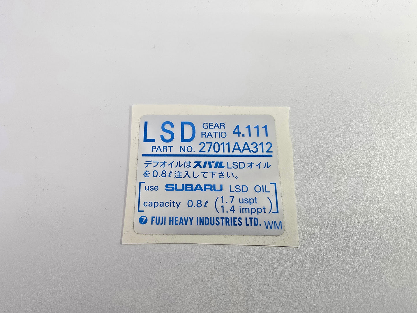 LSD Differential Stickers for Subaru