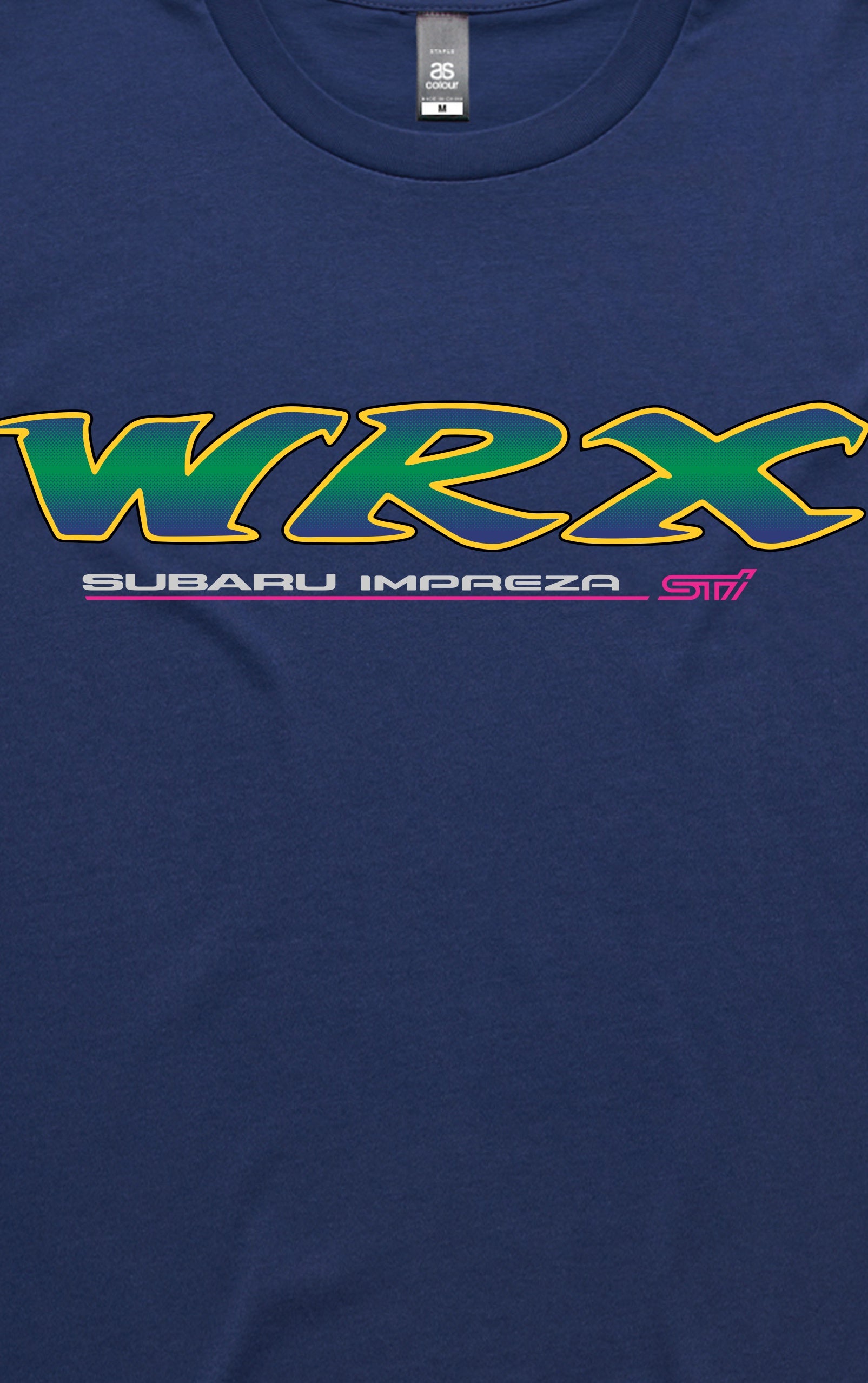 WRX Type RA STI Hero Logo Cobalt Blue T-Shirt Front Close Up