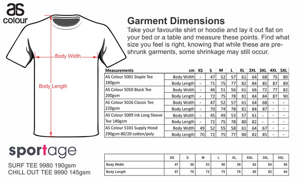 Boxer Beauty men's ascolour and sportage sizing chart