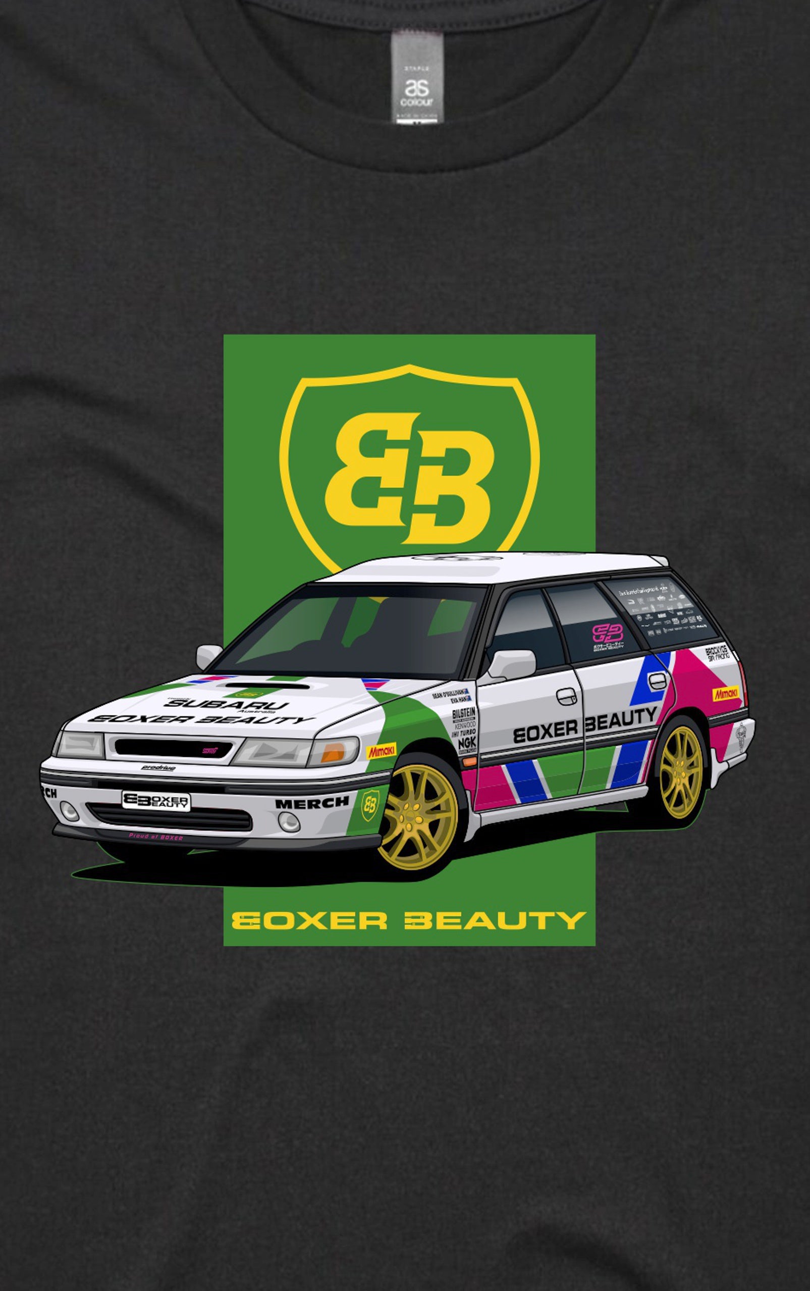 BB BP STI RS Wagon for Motorkhana Support Shirt Front Close-up