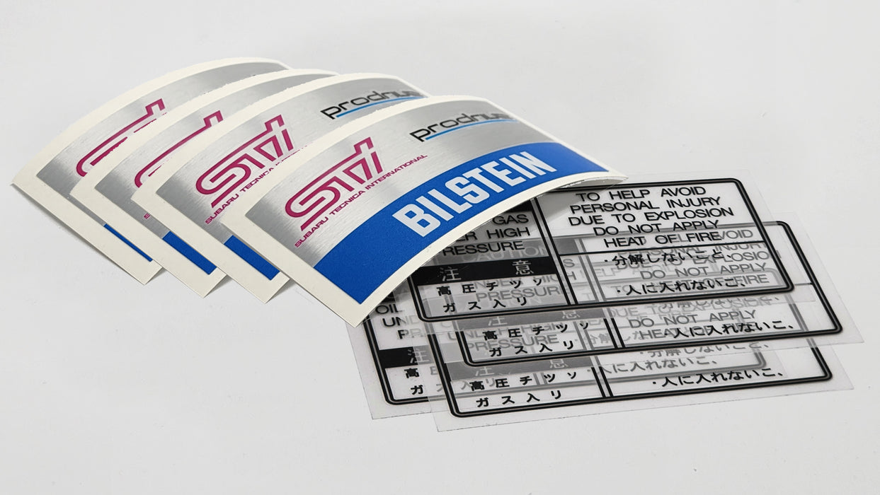 STI Bilstein Prodrive 22b Strut Stickers - Complete Set of 8x