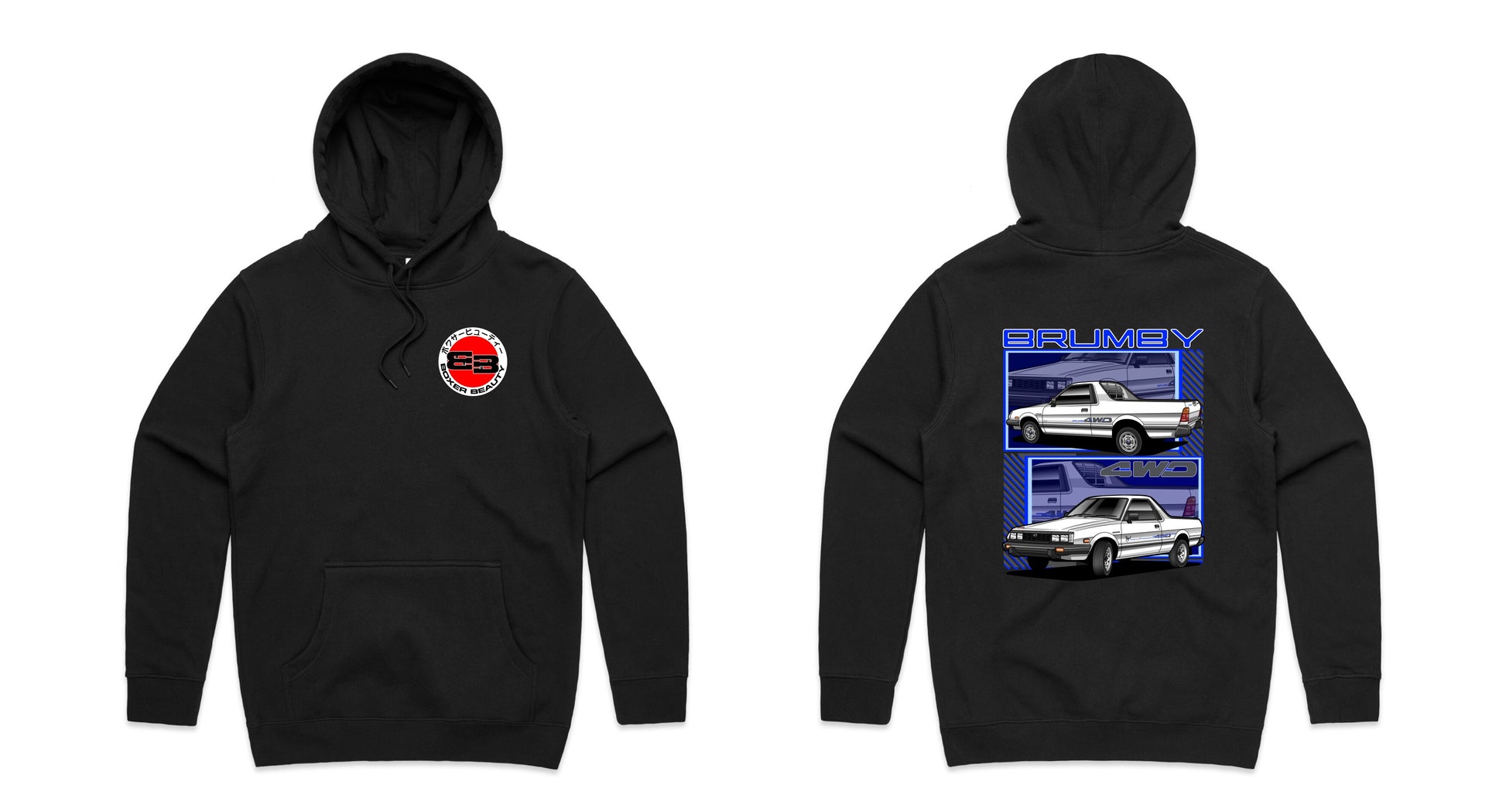 Brumby Panel Design Hoodie Front and Back