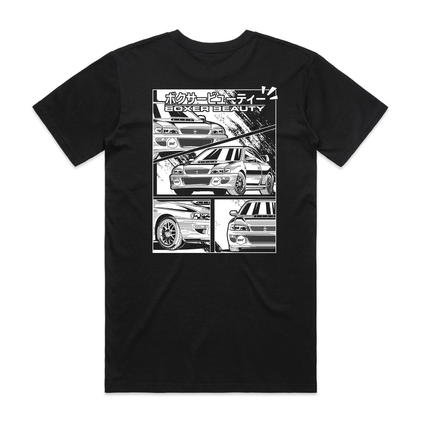 STI 22B WRX Black an White Panel Shirt Back