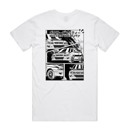 STI 22B WRX Black an White Panel Shirt White Marle Back