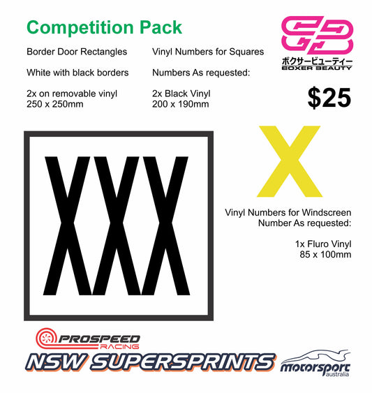 Competition Number Pack (NSW Supersprints Approved)
