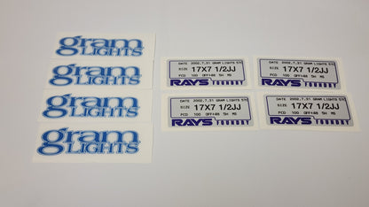 4x RAYS Gram Lights Spoke Reproduction Stickers with Spec Stickers