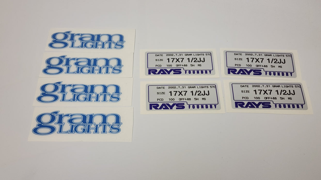 4x RAYS Gram Lights Spoke Reproduction Stickers with Spec Stickers