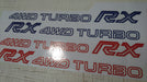 Leone/Loyale L Series 4WD TURBO RX Large Red and Blue Side Stickers