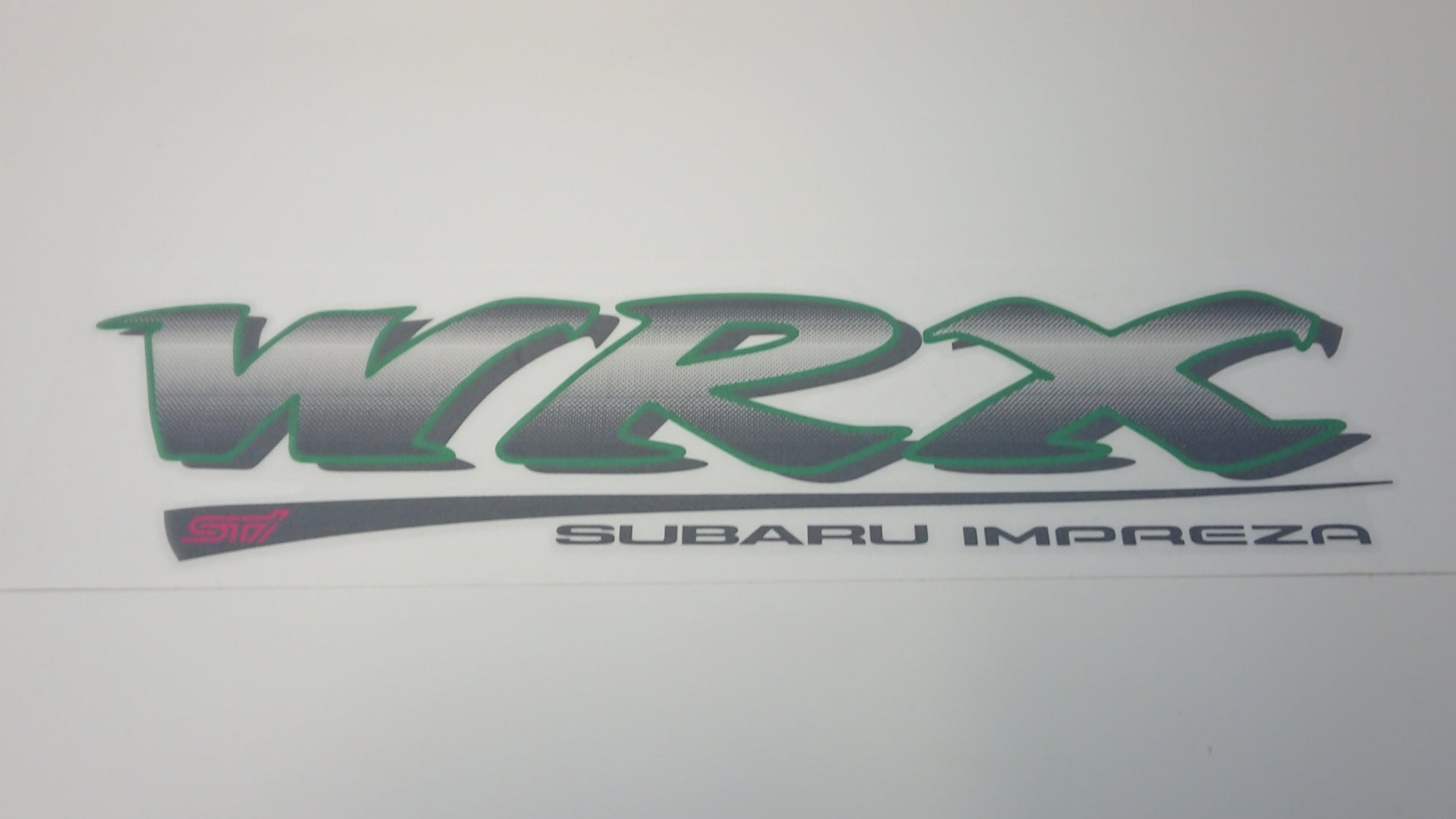 WRX STI GC8/GF8 Tailgate Green Outline Pink STI - Dark Shade