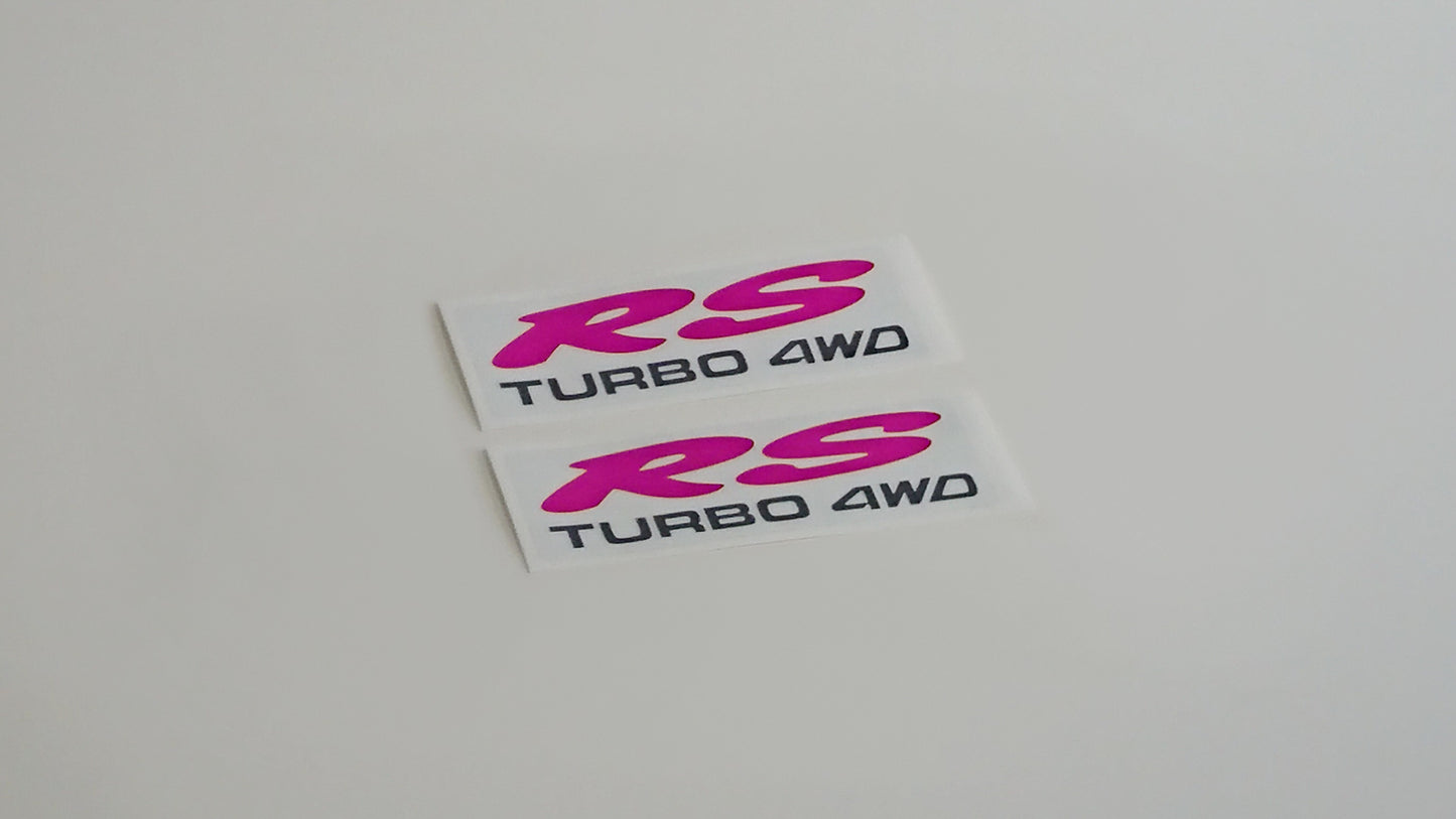 RS Turbo 4WD Quarter Pair - Clear Sticker - Pink/Charcoal