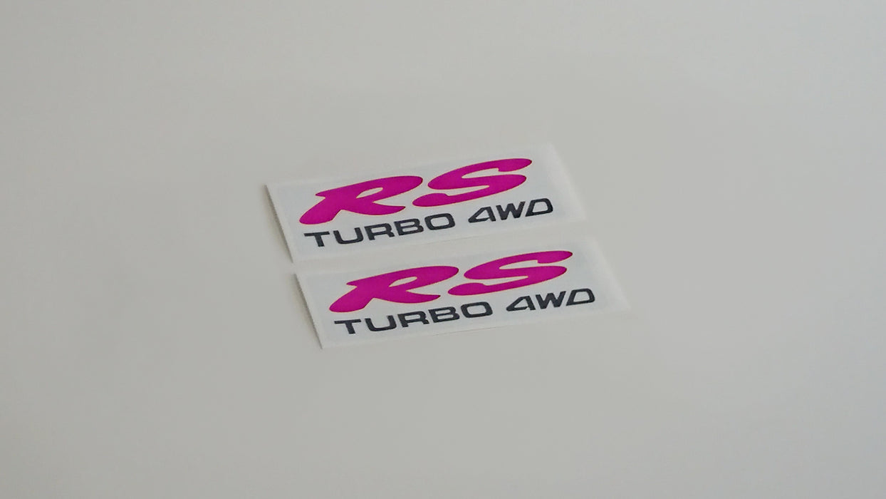 RS Turbo 4WD Quarter Pair - Clear Sticker - Pink/Charcoal