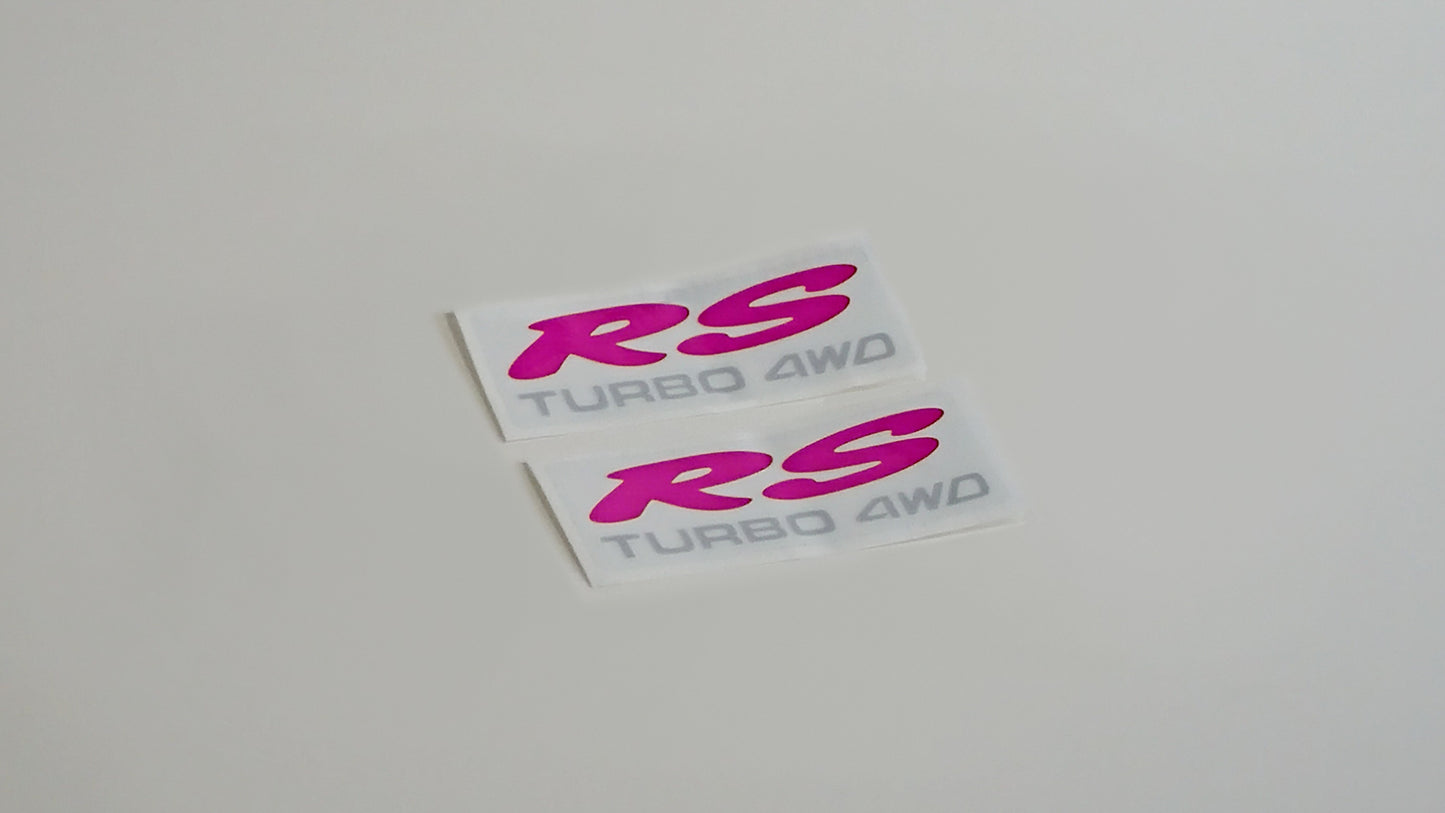 RS Turbo 4WD Quarter Pair - Clear Sticker - Pink/Silver