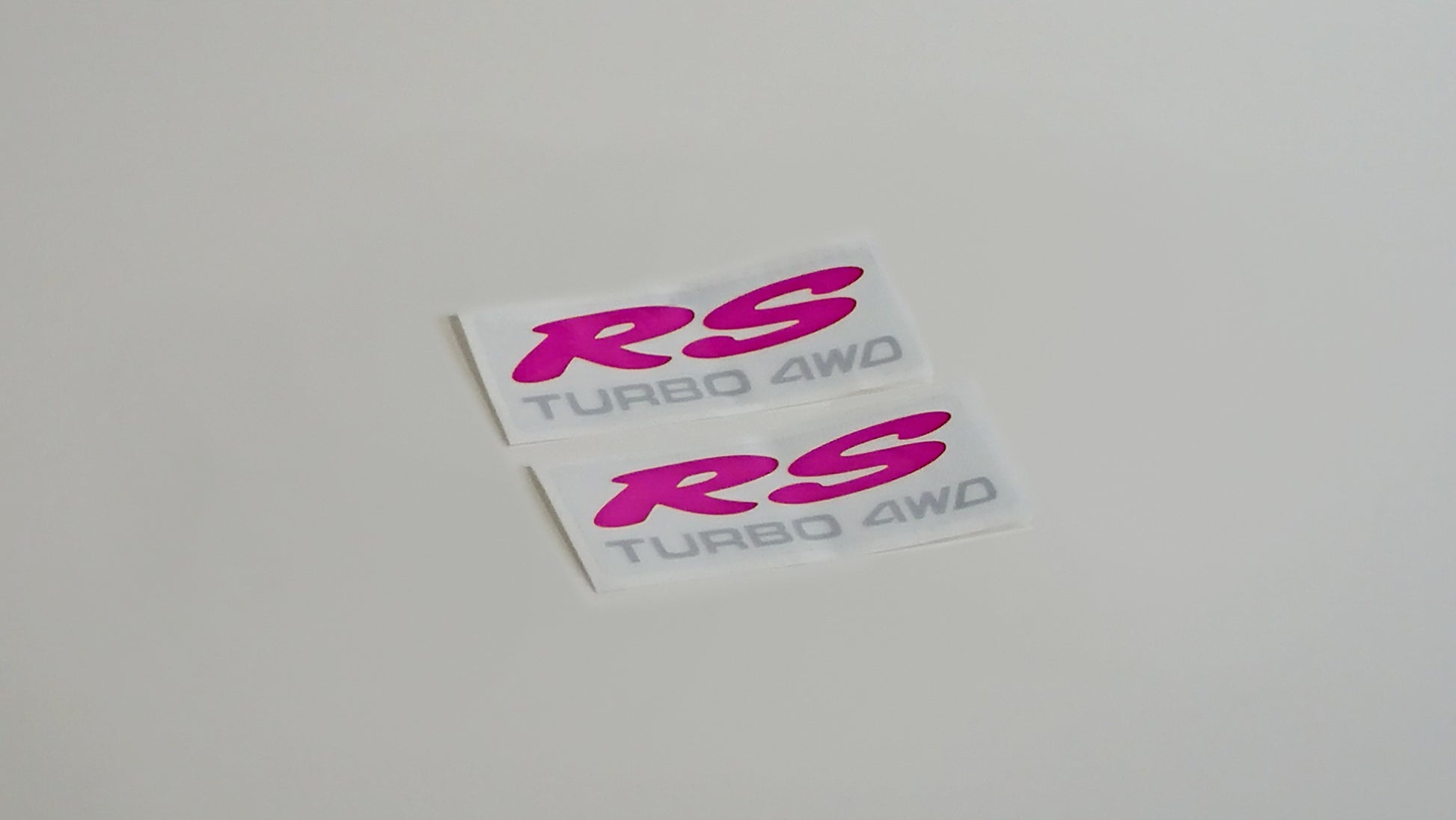 RS Turbo 4WD Quarter Pair - Clear Sticker - Pink/Silver