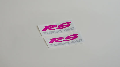 RS Turbo 4WD Quarter Pair - Clear Sticker - Pink/Silver