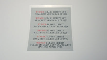 1st Gen Liberty WINNER Awards List Inside Glass Sticker