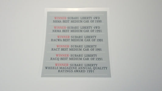 1st Gen Liberty WINNER Awards List Inside Glass Sticker