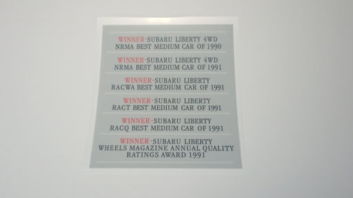 1st Gen Liberty WINNER Awards List Inside Glass Sticker