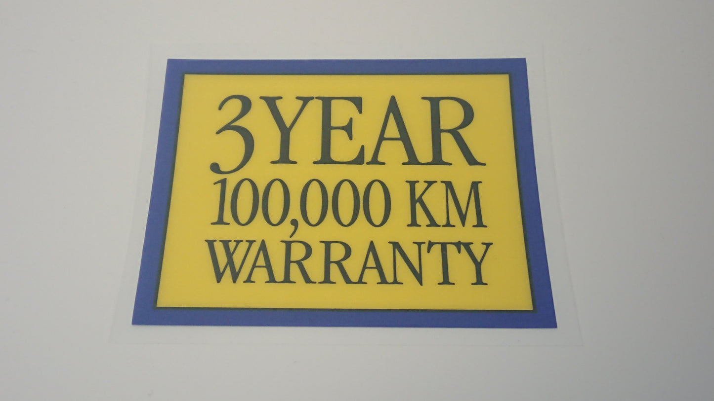 Subaru 3 YEAR/UNLIMITED KM WARRANTY Glass Window Sticker V1