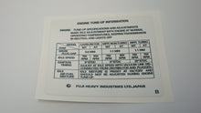 Subaru Leone XT Vortex EA82 Under Bonnet Tune-Up Information Sticker Type B