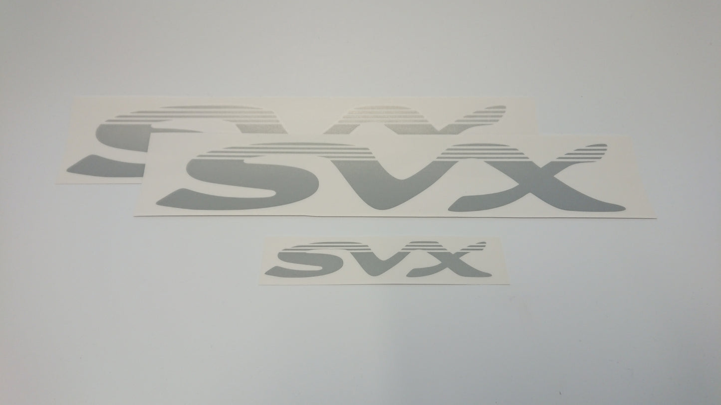 SVX Logo/Motif Decal Set - OEM Top Stripe - Silver- 