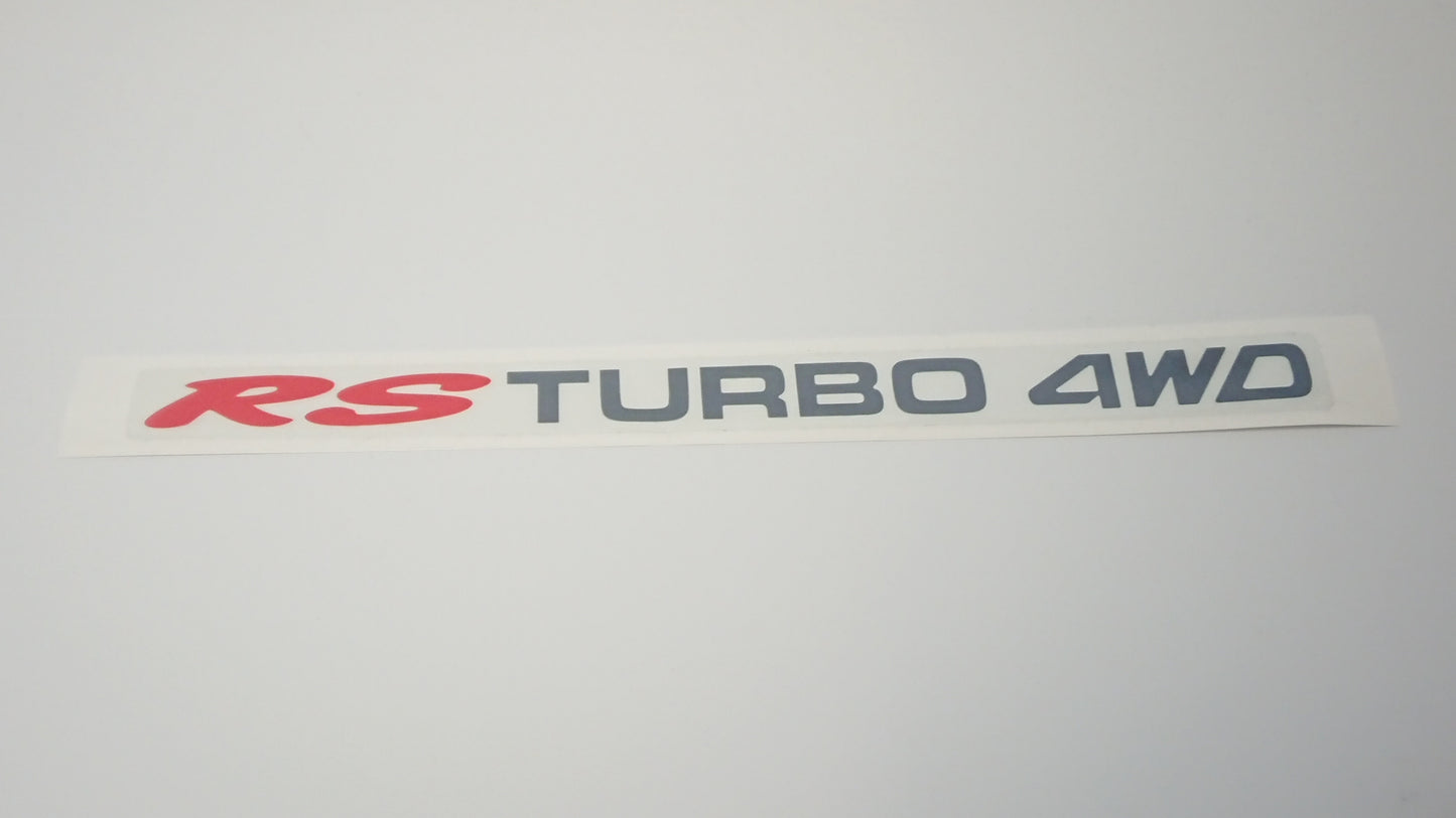 RS Turbo 4WD Tailgate - Clear Sticker - Charcoal