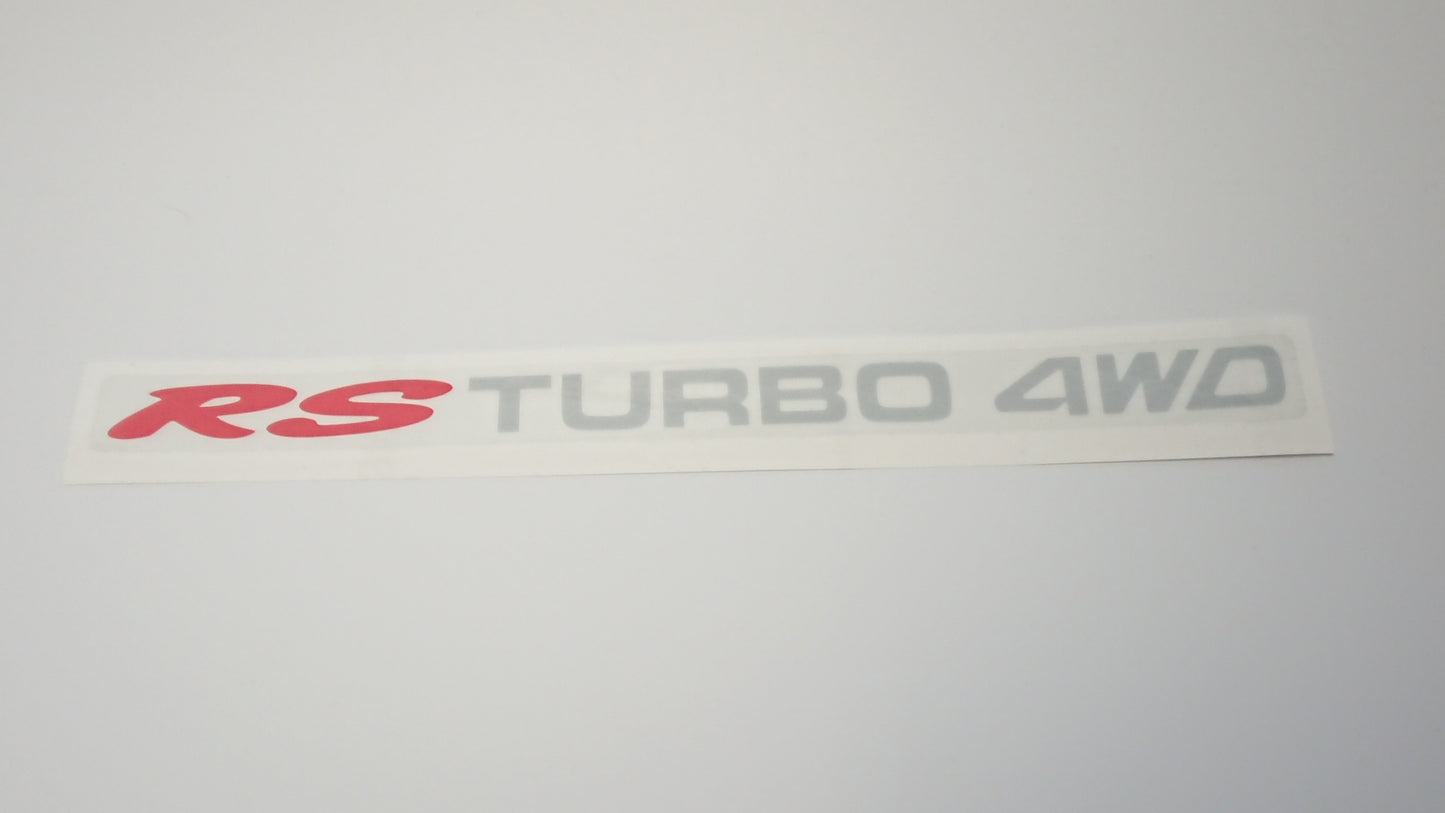 RS Turbo 4WD Tailgate - Clear Sticker - Silver/Grey