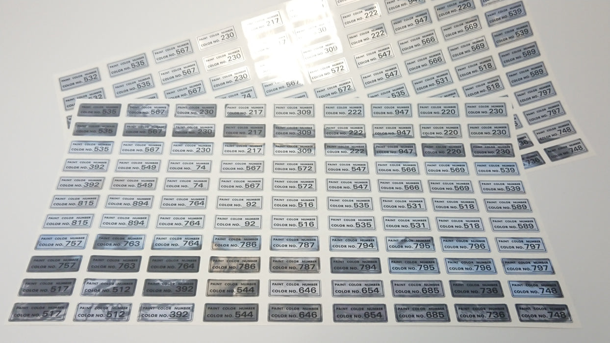 80's and 90s Era Paint Code Reproduction Stickers