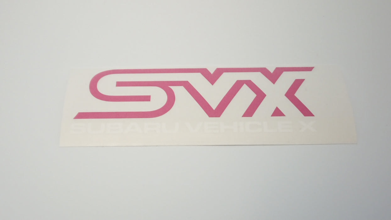SVX Subaru Vehicle X Decal Pink and White