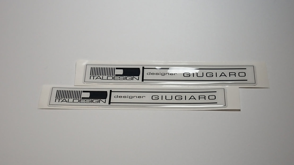 Italdesign Giugiaro Domed White Vinyl Stickers Large Pair