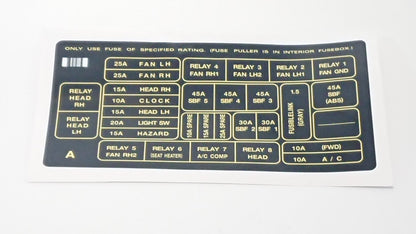 SVX Type "A" Fuse Box Sticker