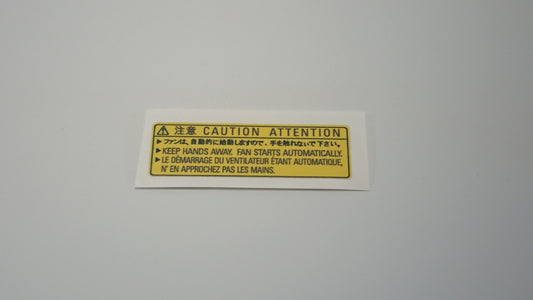 SVX Caution Fan Starts warning sticker