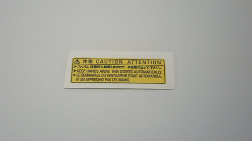 SVX Caution Fan Starts warning sticker