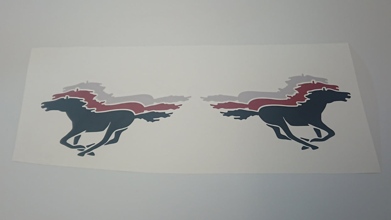 Brumby Horse Decals V2 - Burgundy Tricolour