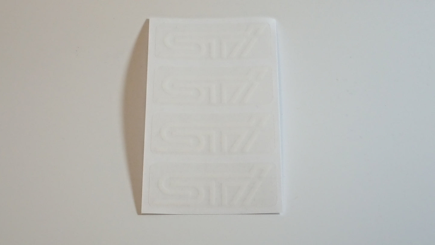 STI White on Clear Suspension Stickers - Large