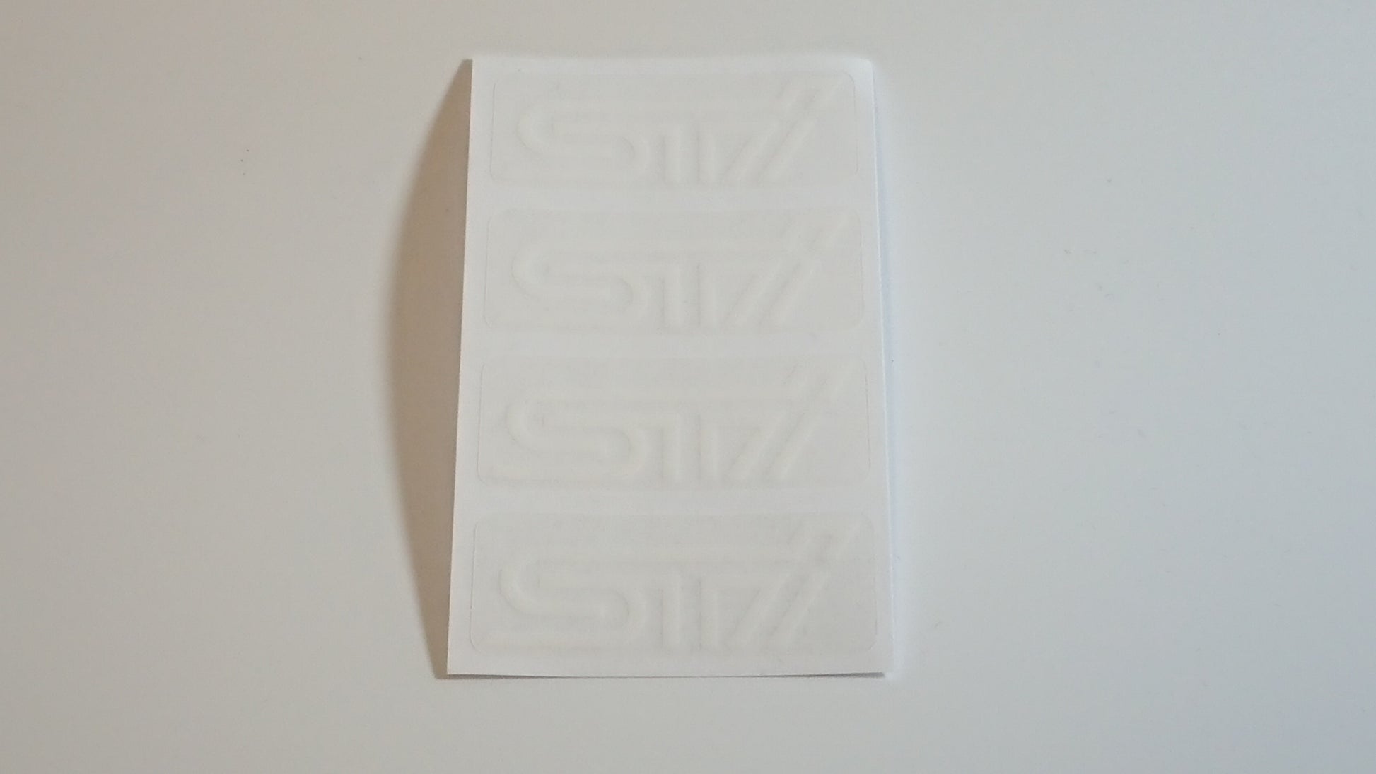 STI White on Clear Suspension Stickers - Large