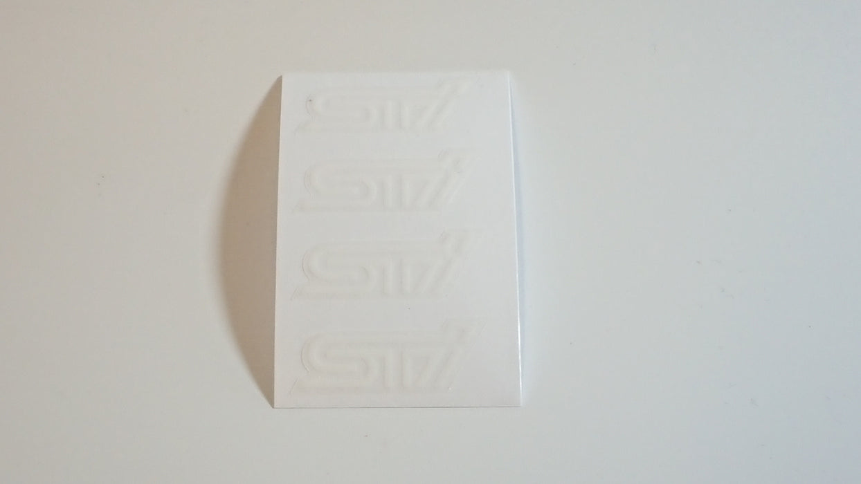 STI White on Clear Suspension Stickers - Contour Cut
